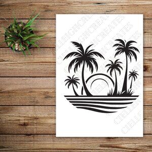 *2 for $20* Palm Trees, sun, ocean vinyl decal Sticker Handcrafted